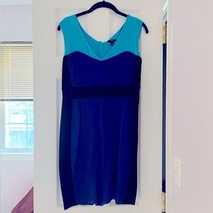 Ann Taylor Blue and Black Color Block Dress